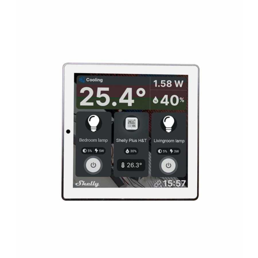 intrerupator smart cu touchscreen shelly wall display, alb, wi-fi, bluethooth + blu ht - imagine 4