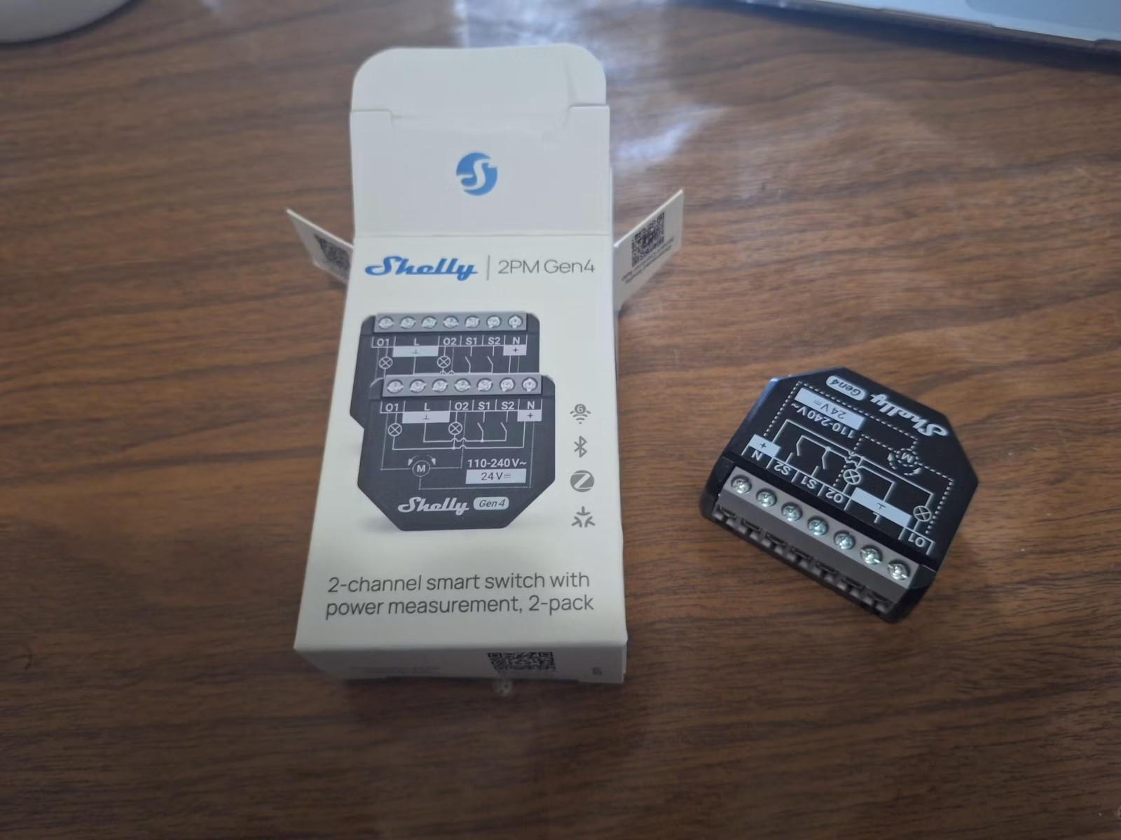 packet 2 relee inteligente shelly 2pm gen4, 2 canale, 2x10a, monitorizare consum, multiprotocol (wifi, bluetooth, matter, zigbee - imagine 2