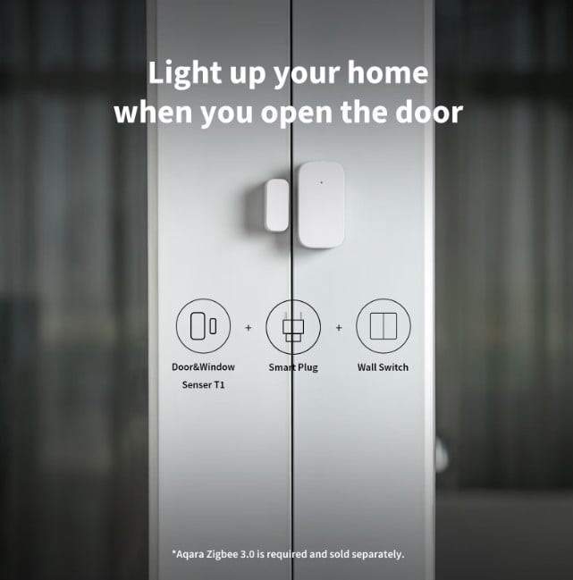 senzor de geam usa aqara door and window sensor t1, zigbee, apple homekit - imagine 2