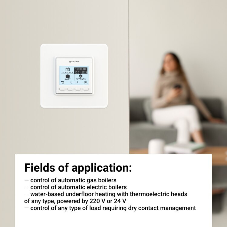 Termostat programabil terneo pro dry contact - 16a/3000va, montaj in doza de aparat, 5+2 programe saptaman - imagine 6