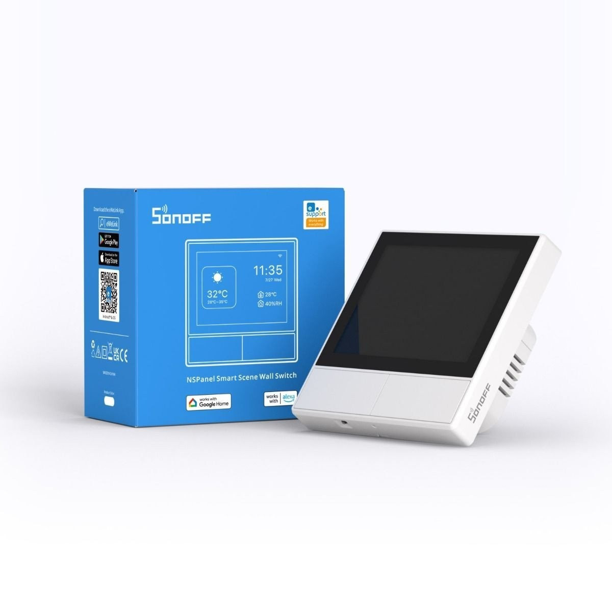 intrerupator smart cu touch si functie termostat sonoff ns panel - alb - imagine 2