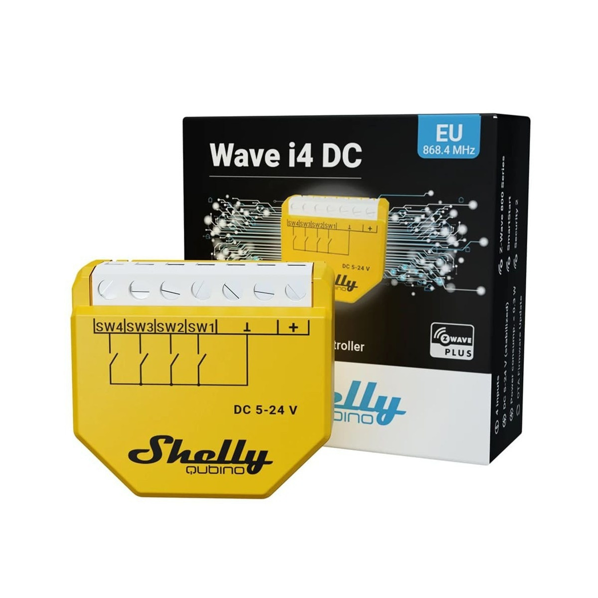shelly qubino wave i4 dc - modul activare scene z-wave - imagine 2