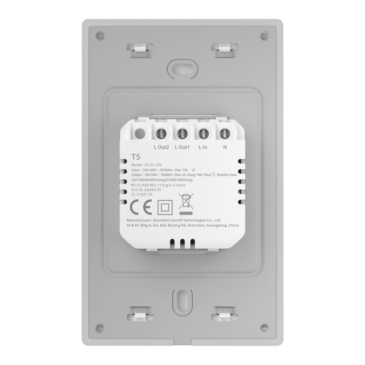 sonoff smart touch wall switch t5-2c-120 - intrerupator inteligent cu 2 canale, panou tactil, iluminare rgb si feedback hap - imagine 5