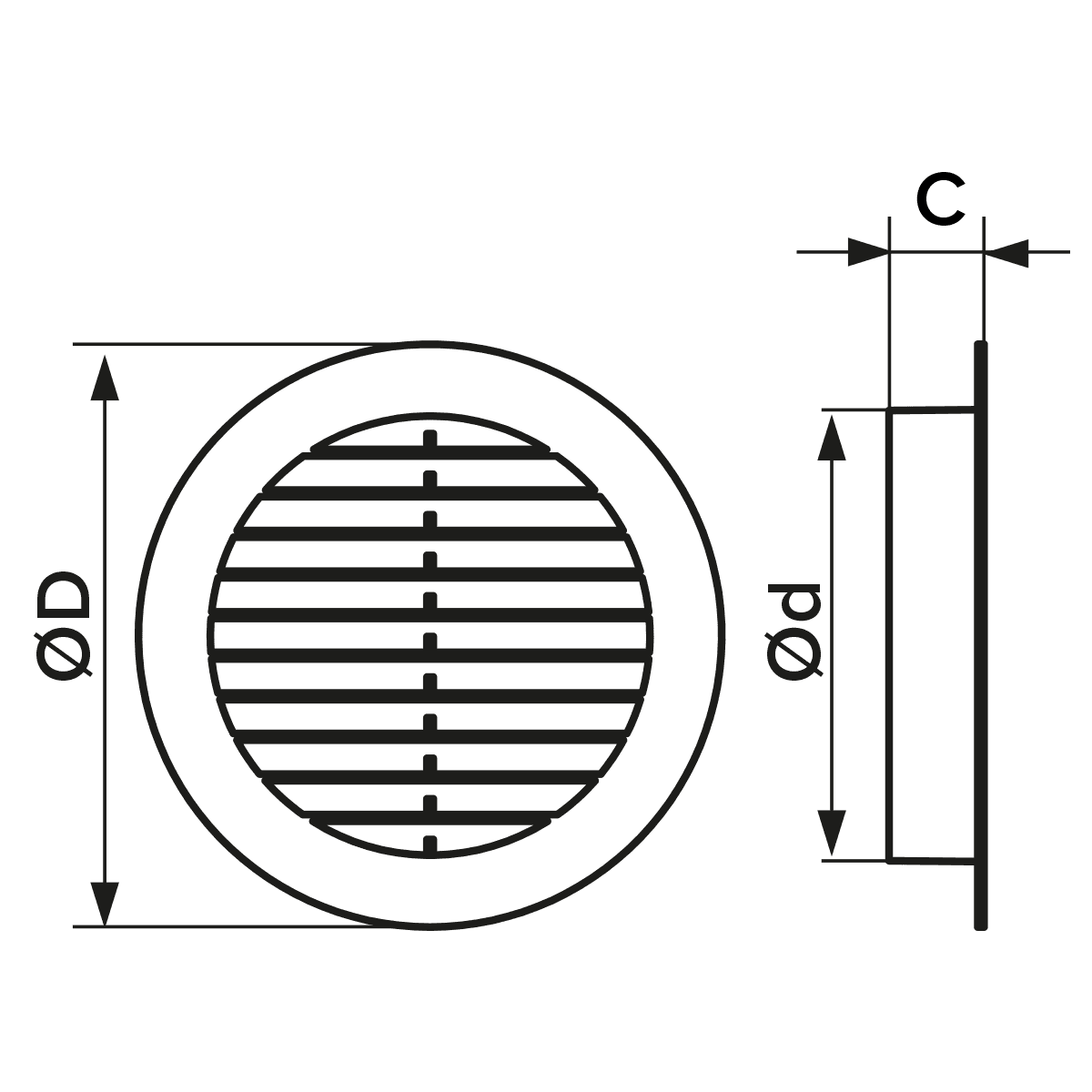 grila ventilatie rotunda o100mm, exterior o130mm, asa plastic terracotta - imagine 2