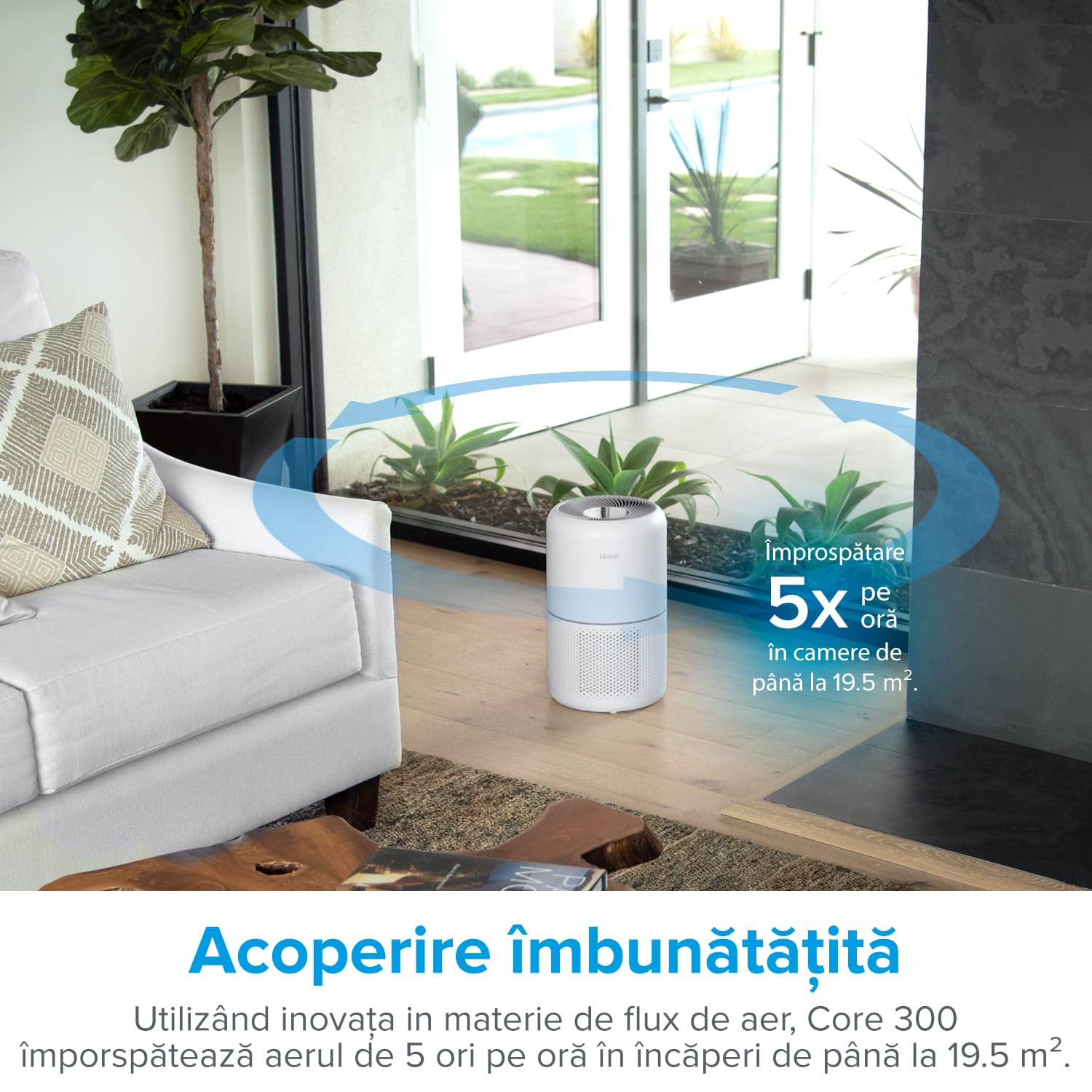 purificator de aer levoit core 300 true hepa, carbon activ, super silent, ozone free, 3 trepte de viteza, panou comanda touch sc - imagine 2