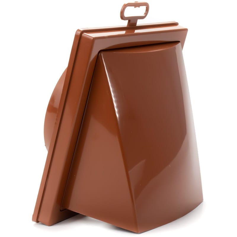 grila ventilatie o100mm patrata cu clapeta antiretur, exterior, 150x150, asa plastic, terracotta - imagine 2