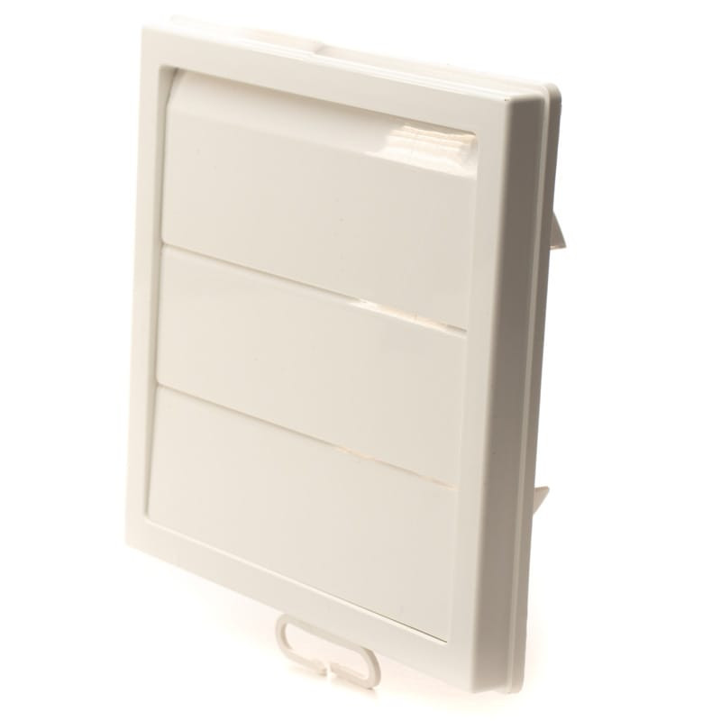 grila ventilatie o125mm patrata cu jaluzele gravitationale, exterior 150x150, asa plastic alb - imagine 2