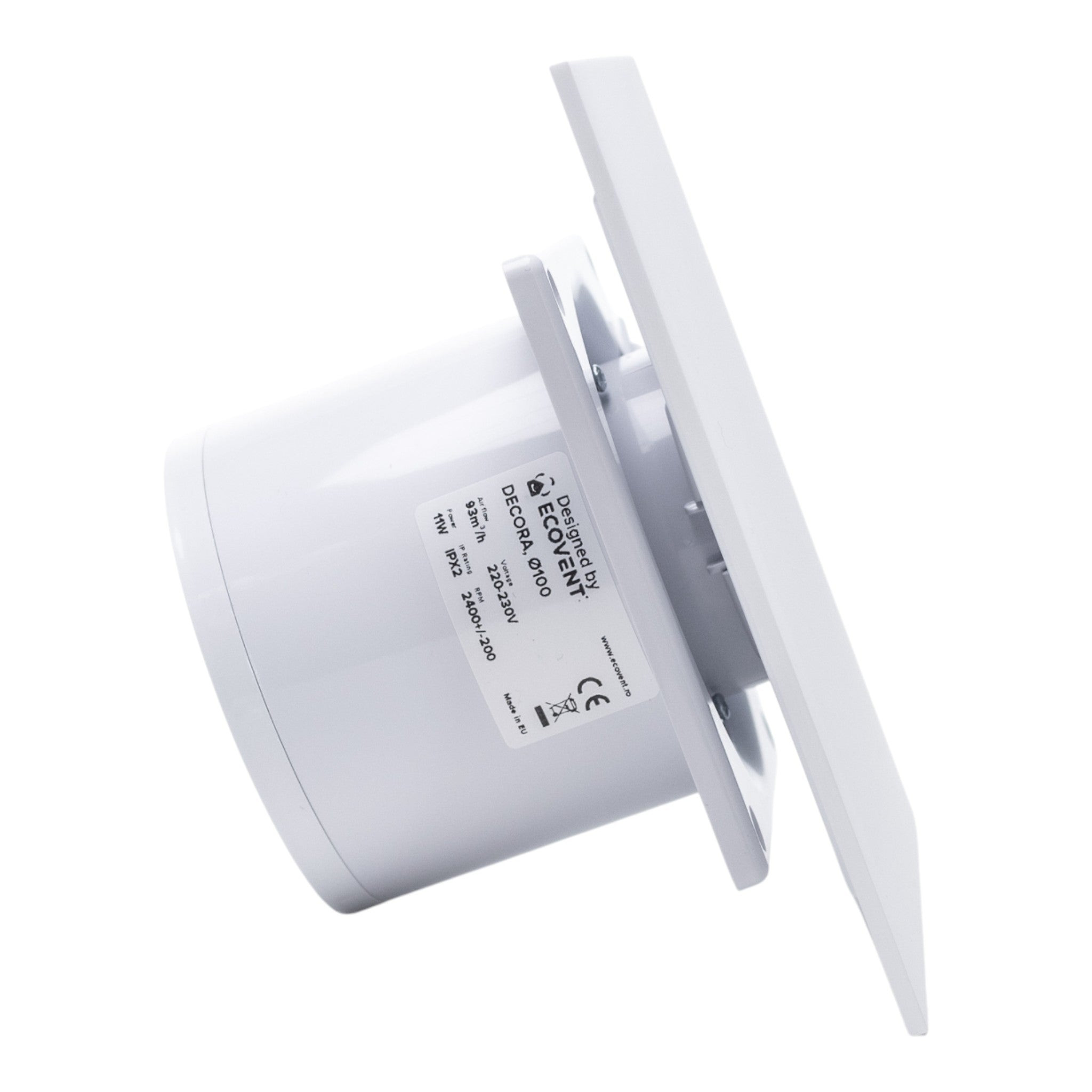 ventilator de baie ecovent decora, o100, super silent, panou plexiglas schimbabil, clapeta antiretur, debit 93 m3/h, garantie - imagine 2