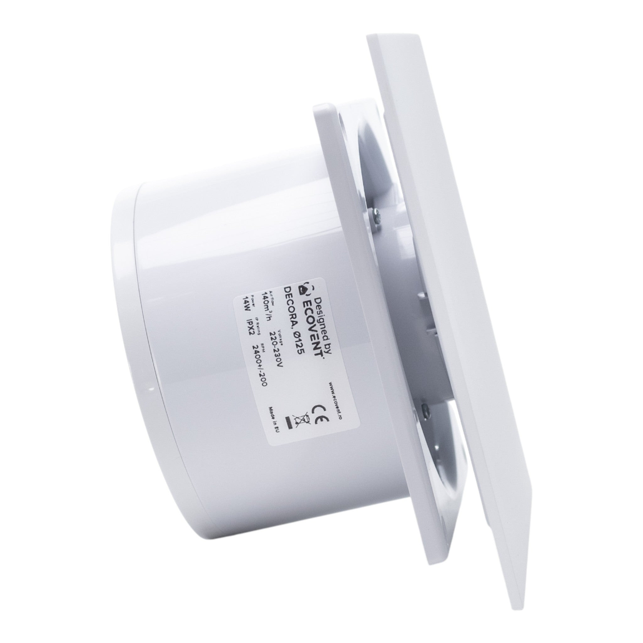 ventilator de baie ecovent decora, o125, super silent, panou plexiglas schimbabil, clapeta antiretur, debit 140 m3/h, garanti - imagine 2