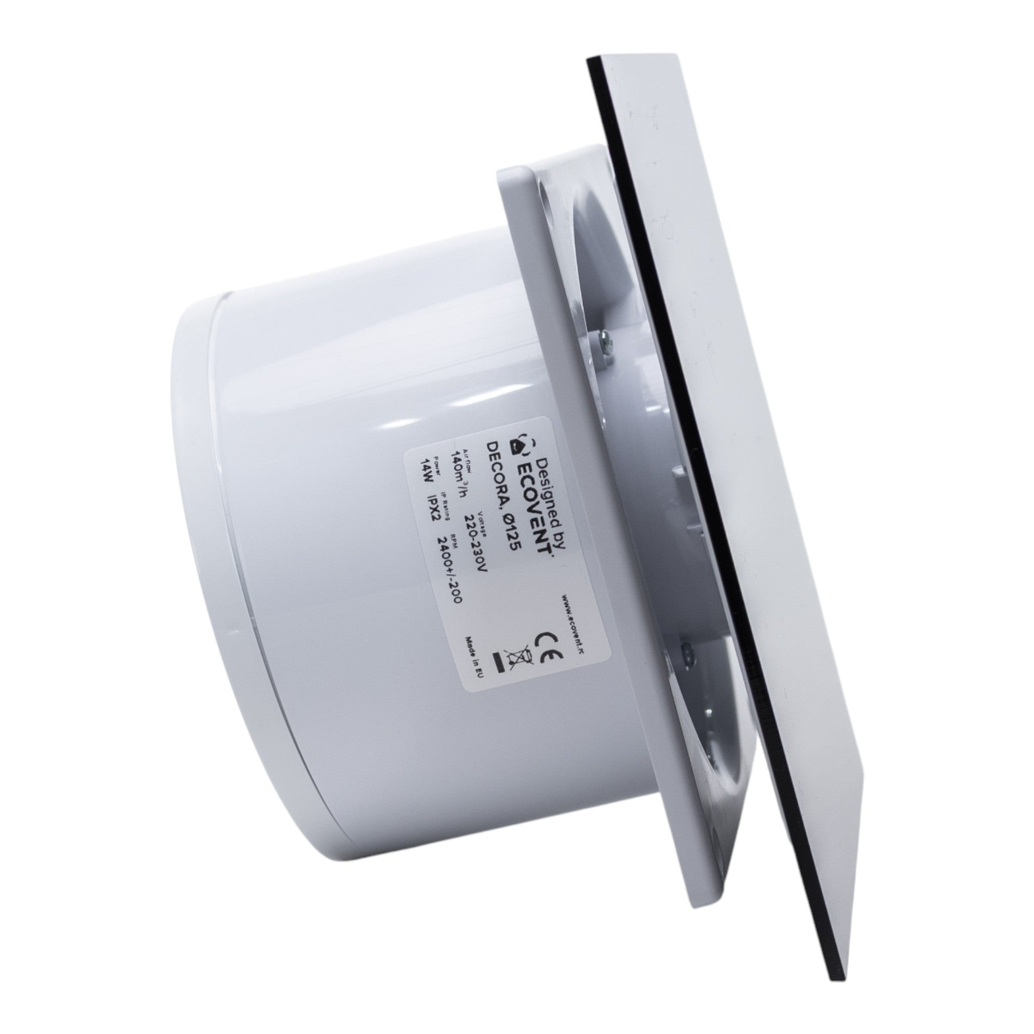 ventilator de baie ecovent decora, o125, super silent, panou plexiglas schimbabil, clapeta antiretur, debit 140 m3/h, garanti - imagine 2