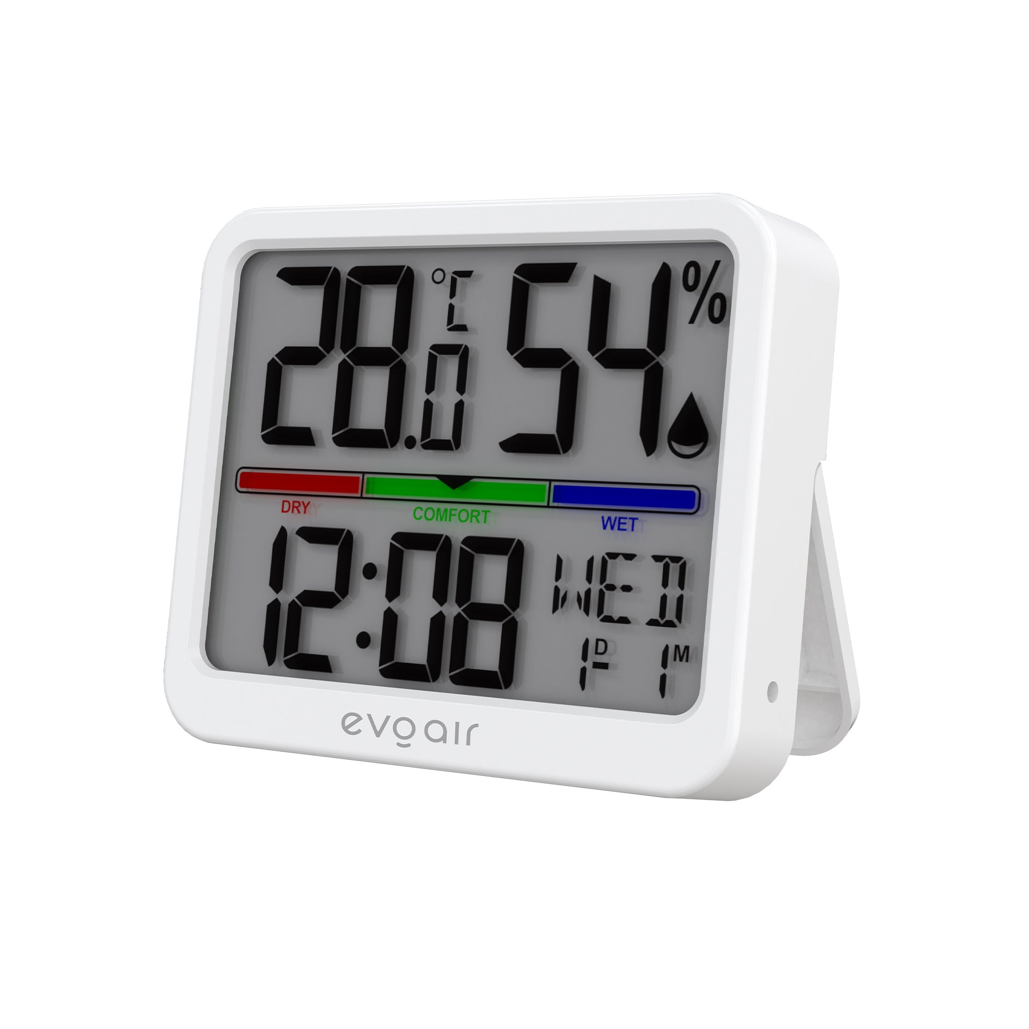 higrometru si termometru digital, evoair sentimini, indicator umiditate si temperatura, data si ora, alb
