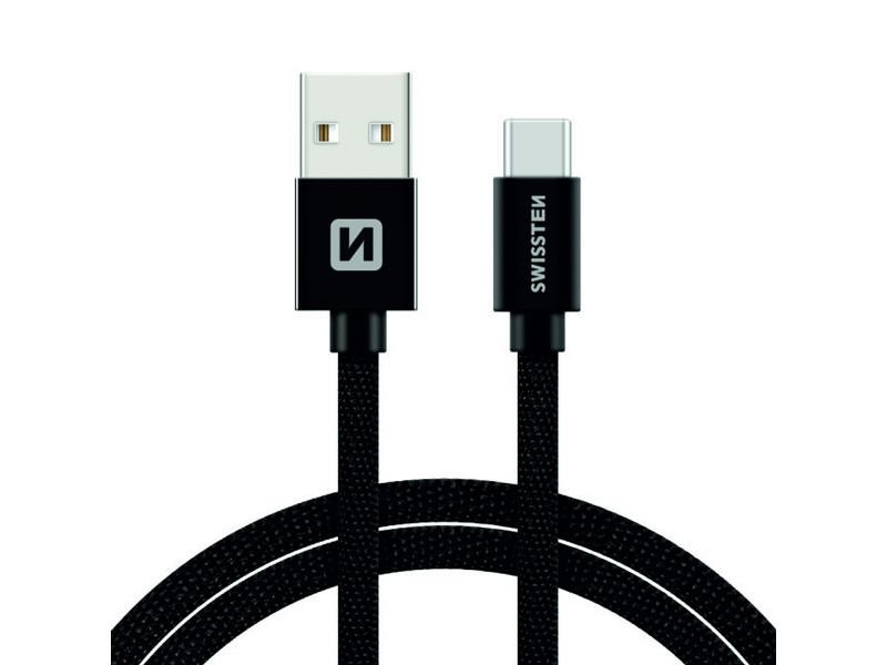 Cablu negru SWISSTEN USB / USB-C 1.2M