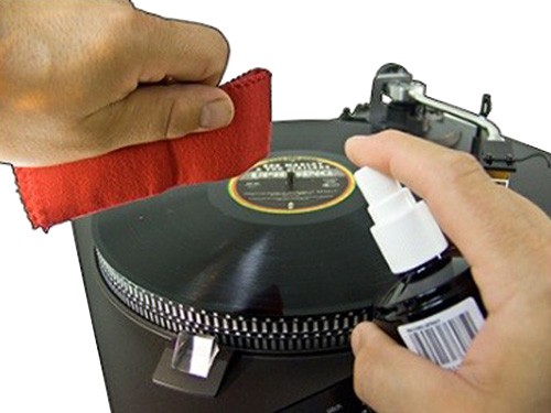 Pulverizator de curățare și cârpă antistatică pentru înregistrări de gramofon