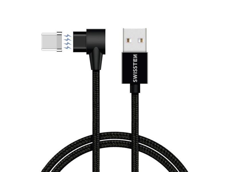 Cablu SWISSTEN USB / USB-C 1.2m material magnetic negru