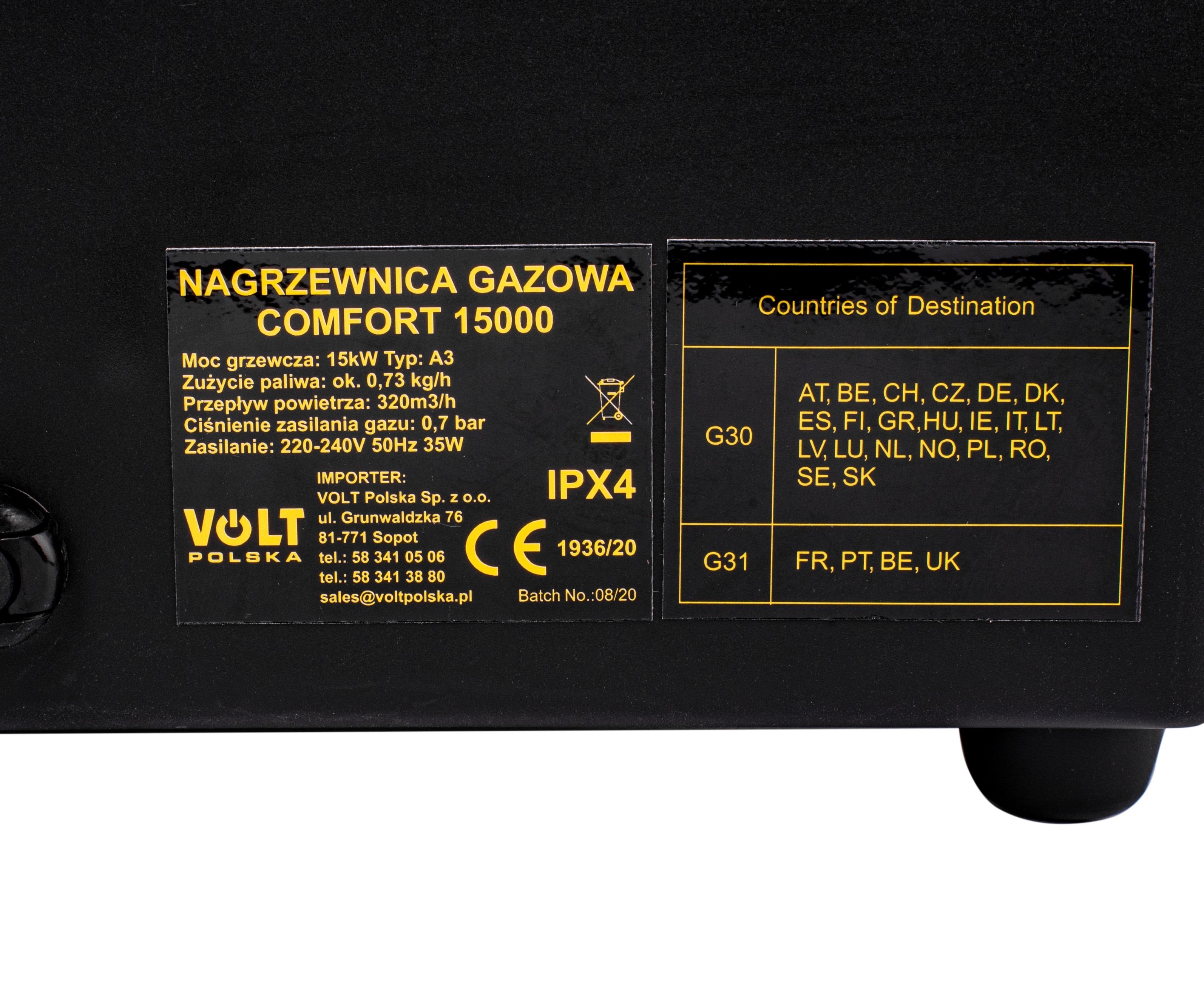 Tun de caldura Aeroterma gaz 15kW furtun + reductor VOLT POLSKA - imagine 6