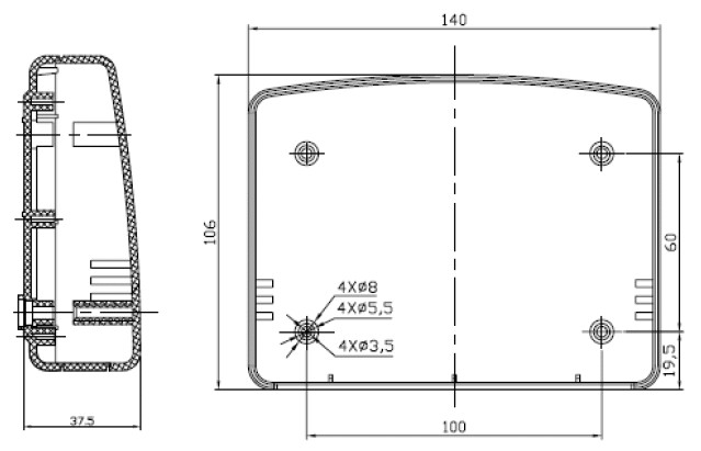 Carcasă:întrebuinţări multiple 140X106X38mm ABS CP-18-27
