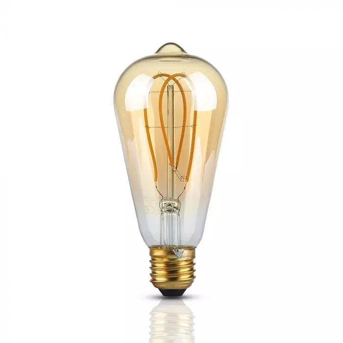 Bec LED - 5W E27 Filament Aurie Sticlă ST64 Alb cald