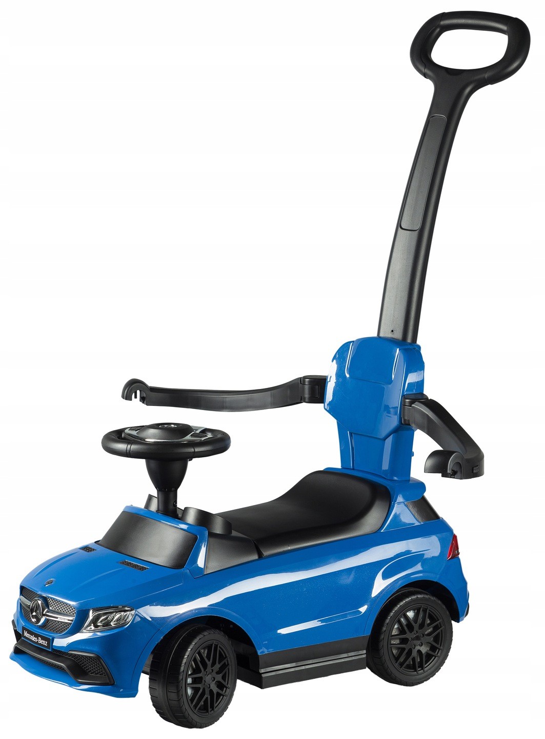Masinuta copii albastra cu impingator Mercedes AMG GLE 63