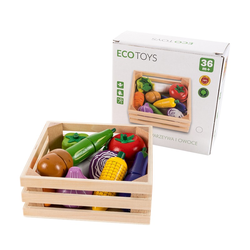 Legume din lemn pentru tăiere cu magnet pentru copii ecotoys