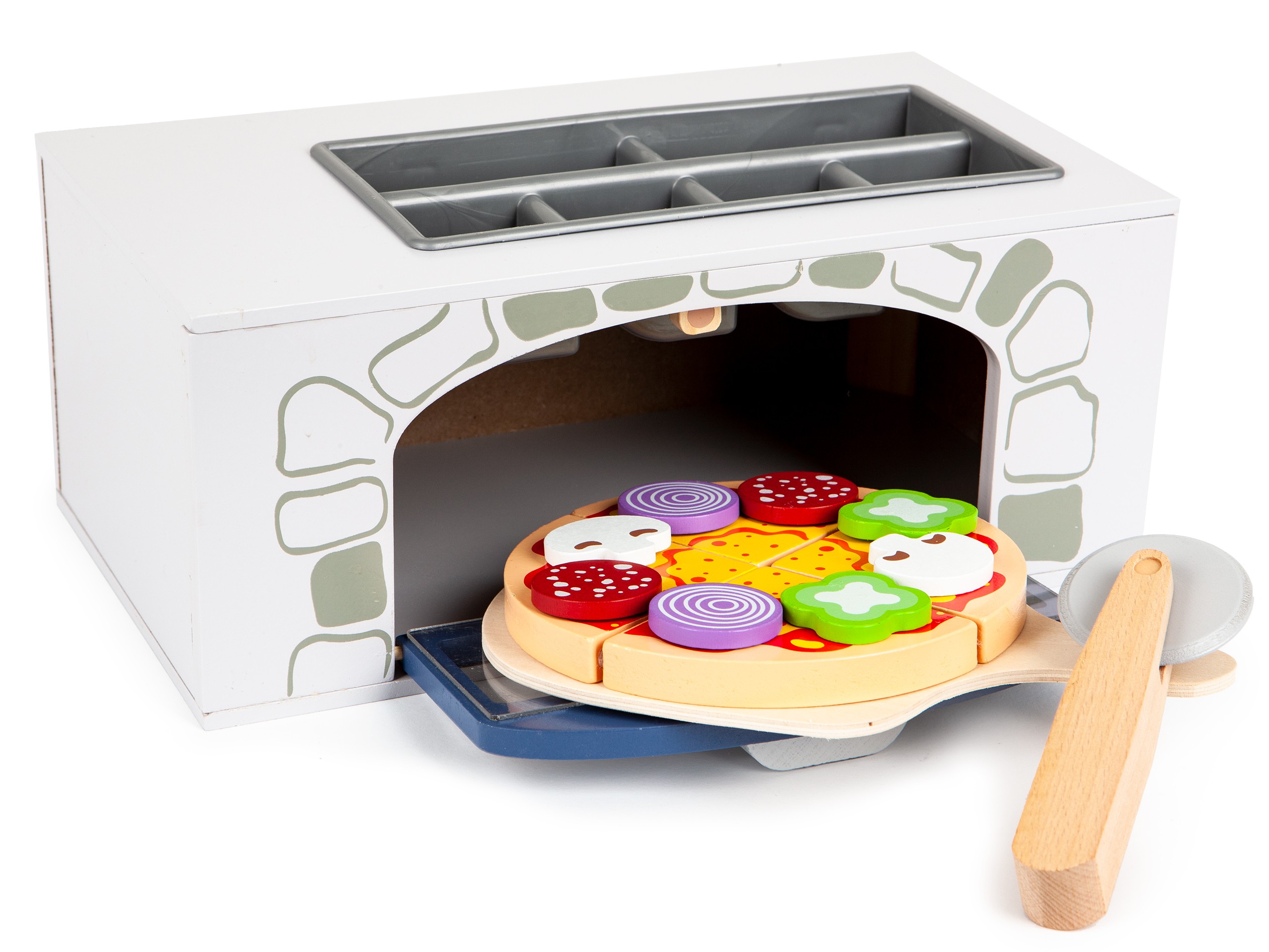 Cuptor pentru pizza din lemn + accesorii de bucatarie Ecotoys