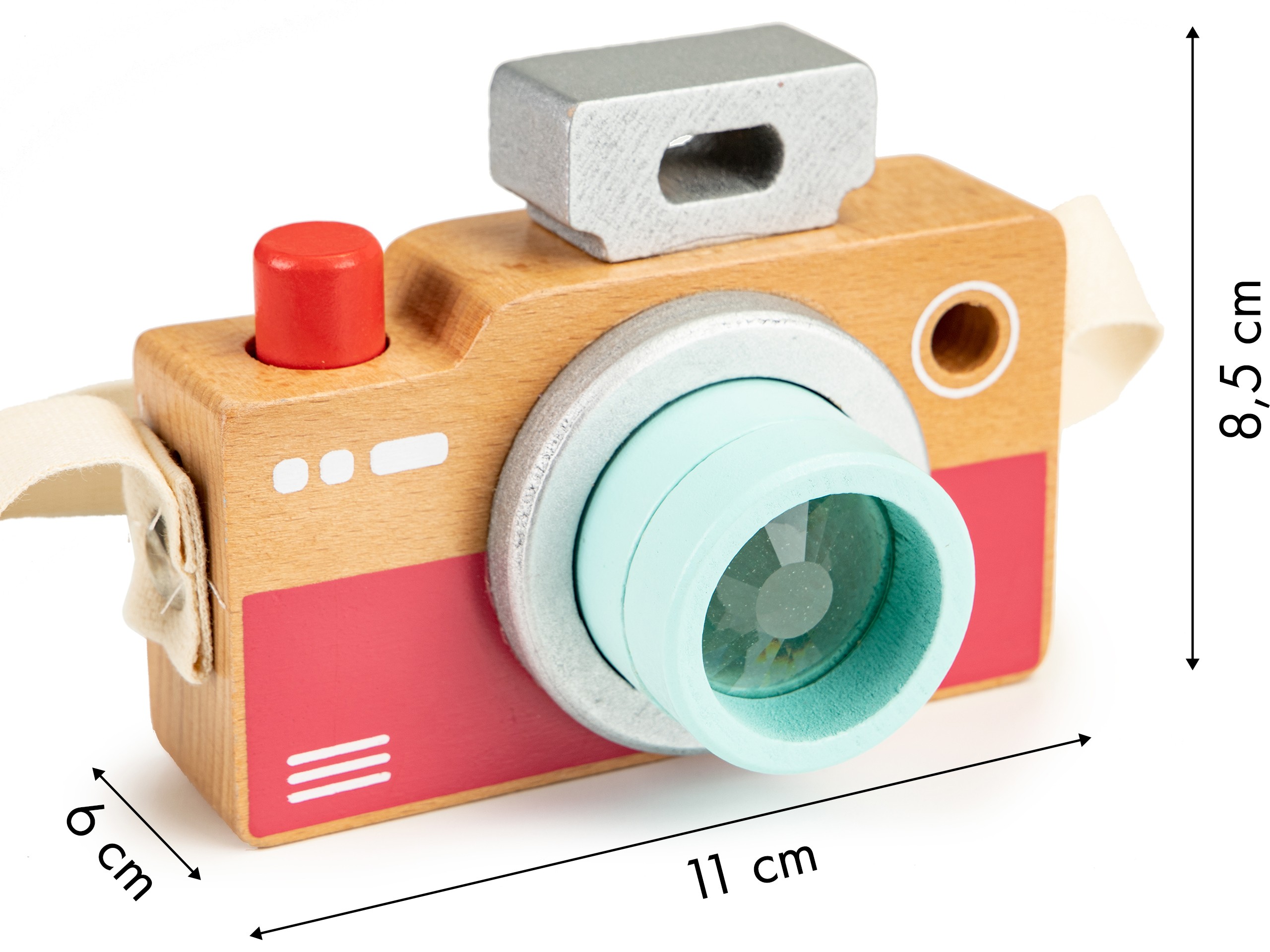 Geantă de jucărie pentru aparat de fotografiat din lemn caleidoscop ECOTOYS