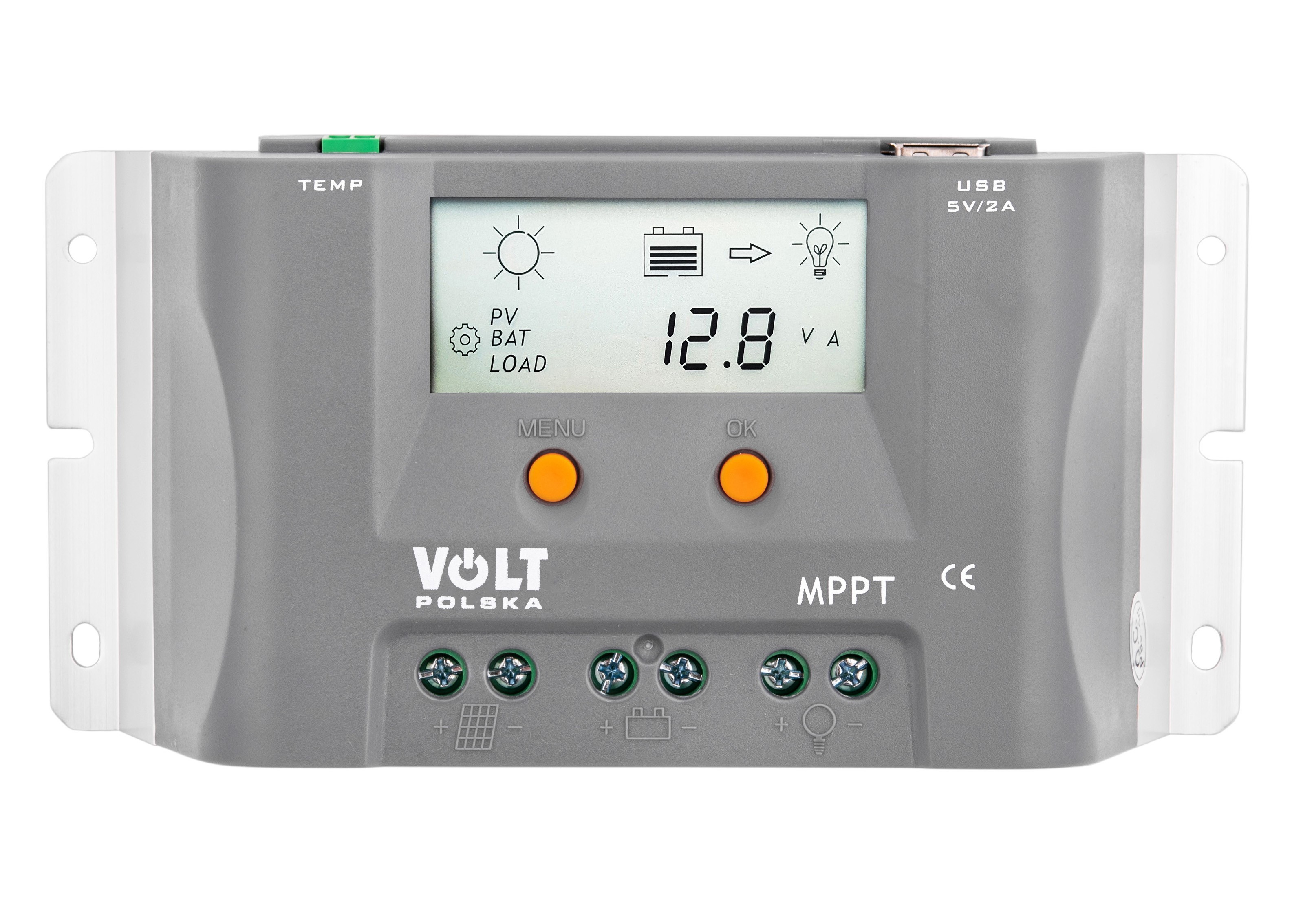 Regulator de tensiune pentru panouri fotovoltaice 10A 12V MPPT cu panou LCD VOLT POLSKA
