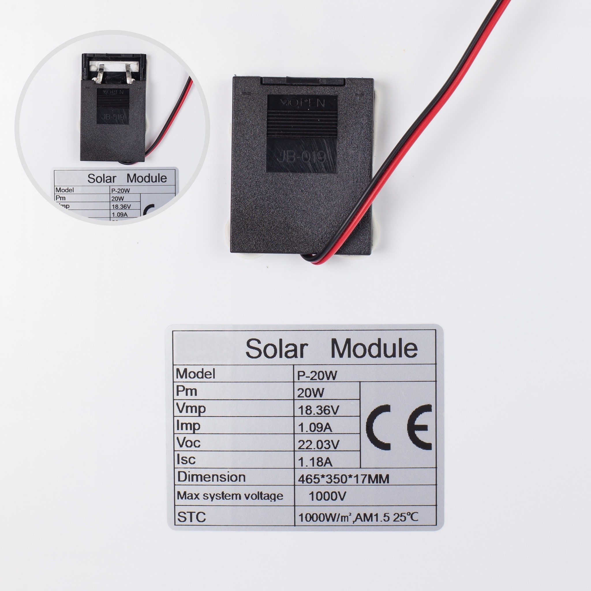 Panou fotovoltaic solar MC4 PV POLI 18V 20W 465x350x17mm + cablu 5m - 4 | YEO