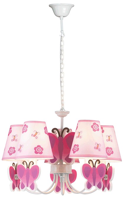 Lustra Pink Butterfly Multicolor 5xE14 40W