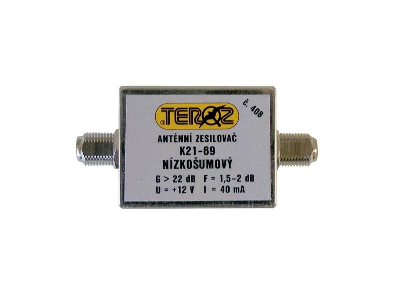 Amplificator antenă teroz 408x, uhf, g22db, f1.5db, u99dbµv, ff