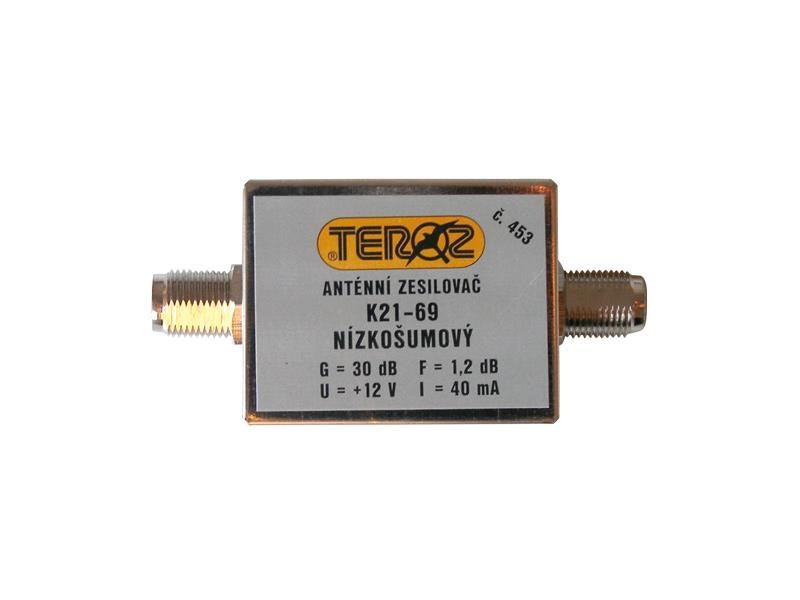 Amplificator antenă TEROZ 453X, UHF, G30dB, F1,2dB, U100dBµV, FF
