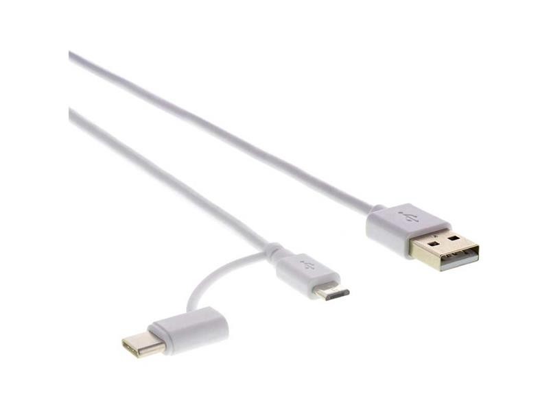 Cablu SENCOR SCO 522-015 WH USB 2.0 / A / M-Micro B / C alb