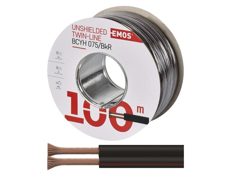 Cablu difuzor 2×0,75mm negru/rosu, 100m