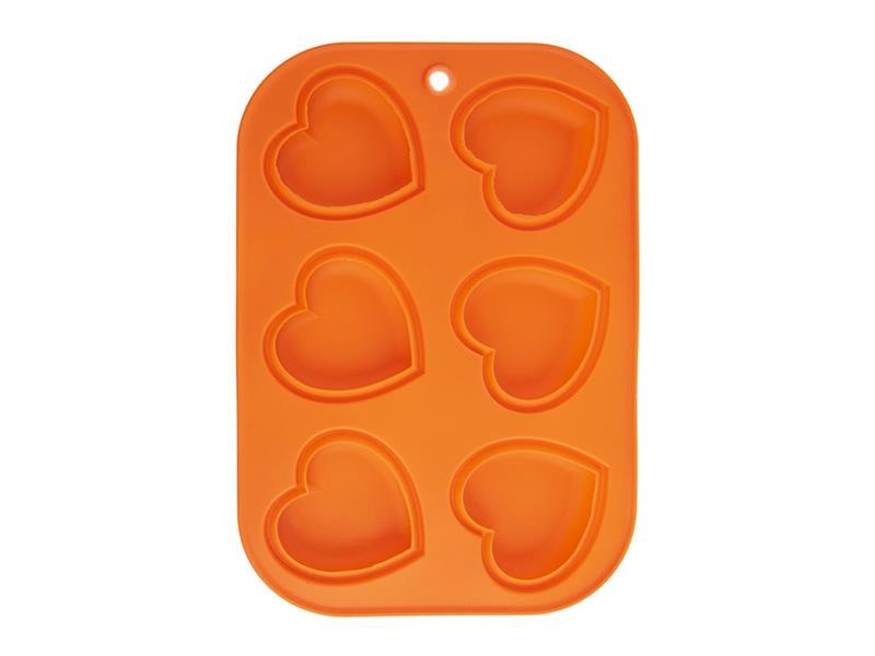 Forma de copt orion muffins heart 6 silicon portocaliu