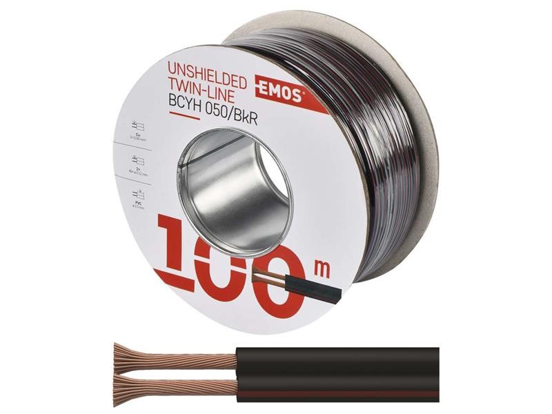 Cablu difuzor 2×0,50mm negru/rosu, 100m
