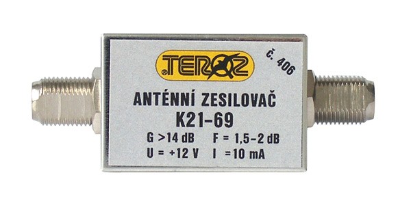 Amplificator antenă teroz 406x, zgomot redus, uhf, g14db, f1.5db, u98dbμv, ff