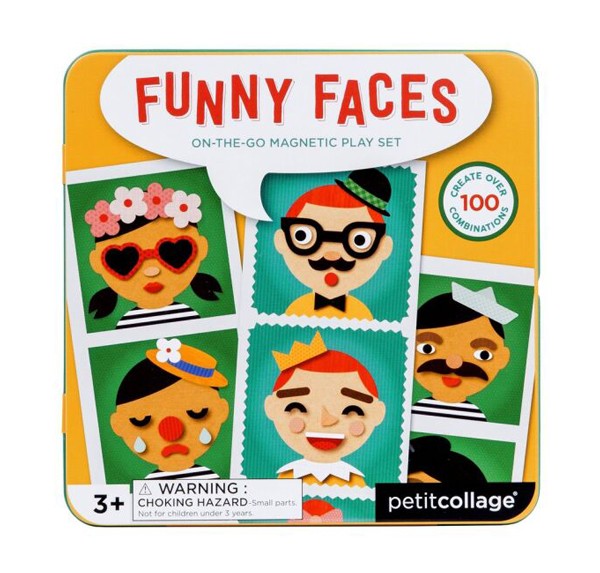 Puzzle magnetic pentru copii PETITCOLLAGE Happy faces din lemn