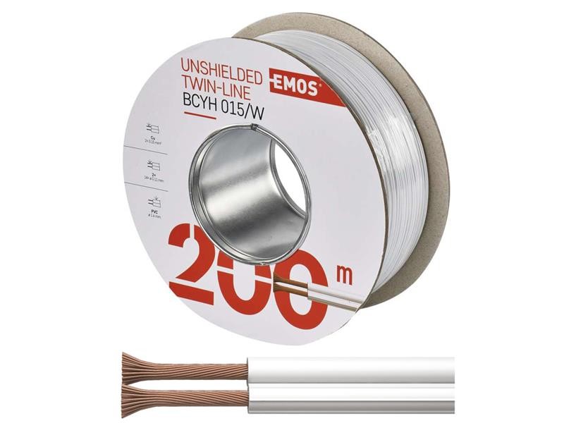 Cablu difuzor 2×0,15mm alb/alb, 200m