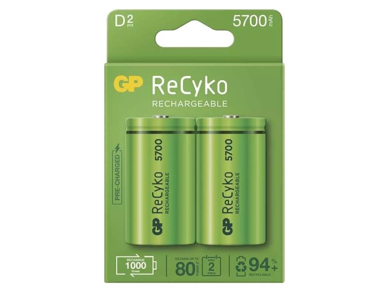 Baterie d (r20) reîncărcabilă 1,2v/5700mah gp recyko 2ks