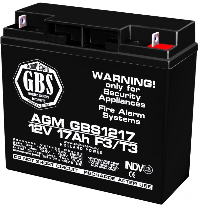 Acumulator stationar 12V 17Ah F3 AGM VRLA GBS GBS1217