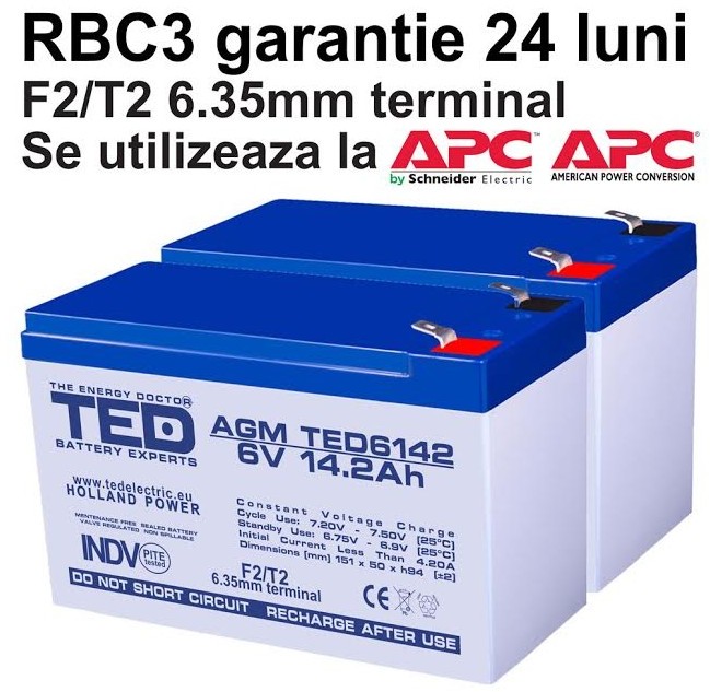 Acumulatori UPS compatibili APC RBC3 RBC 3