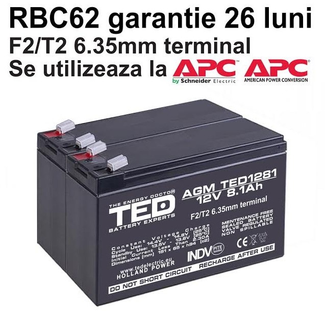 Ted Electric Acumulatori ups compatibili apc rbc62 rbc 62