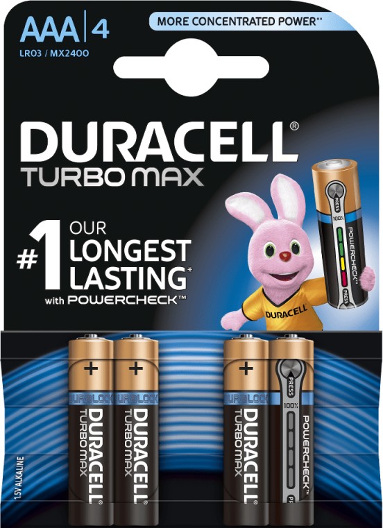 Baterie Duracell Turbo Max AAA R3 1,5V alcalina set 4 buc.