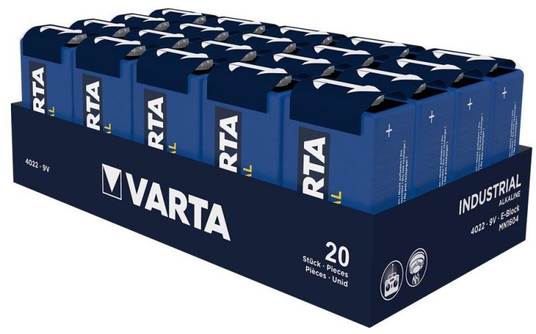 Baterie Varta Industrial 9V 6F22 6LR61 alcalina cutie 20 buc.