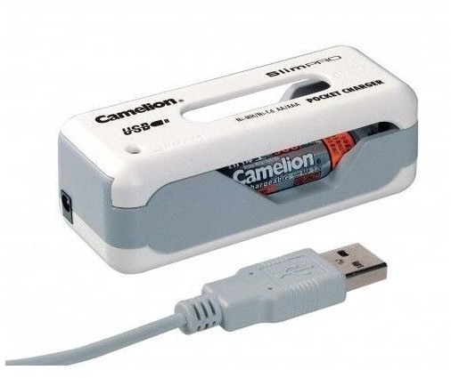 Incarcator Camelion USB Slim PRO pentru 2 acumulatori AA R6 sau AAA R3 Ni-MH/Ni-CD BC-0803