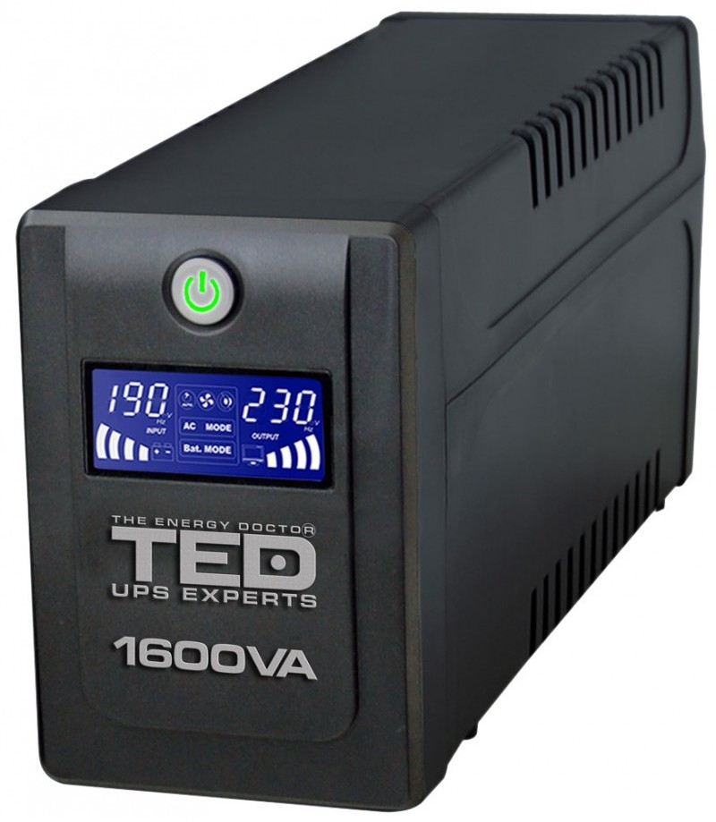 UPS TED Electric 1600VA / 900W Line Interactive cu 4 iesiri schuko si display LCD TED-1600
