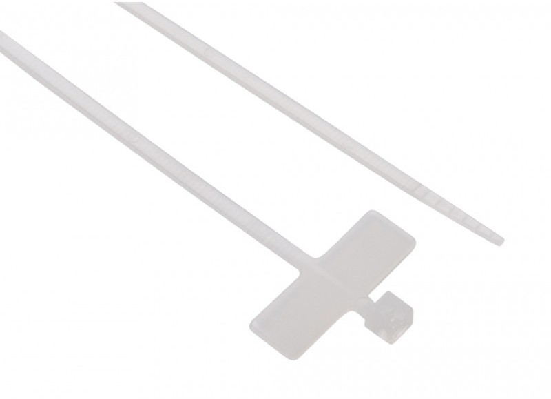 Clema (soricei) plastic alb prindere cabluri 2,5 x 100mm cu eticheta sel 2.202t