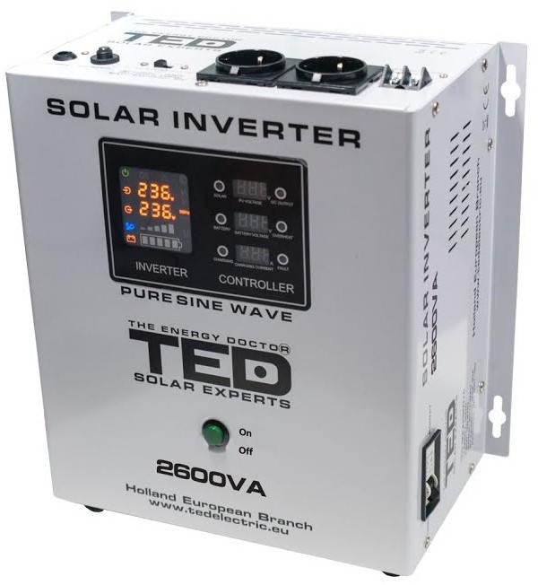Invertor solar de la 24V la 230V 2600VA / 1800W Unda Sinusoidala TED Electric
