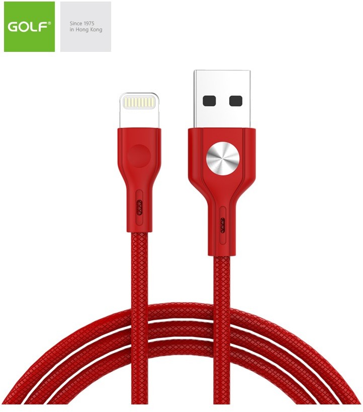 Cablu USB iPhone Lightning CD Leather Golf GC-60i ROSU