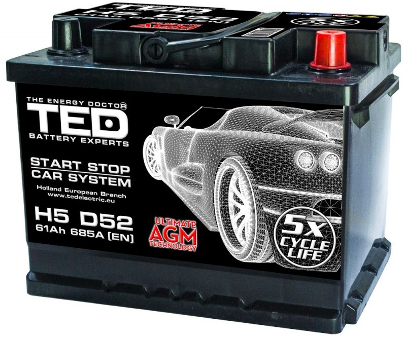 Acumulator Auto Start Stop TED Electric 12V 61Ah 685A