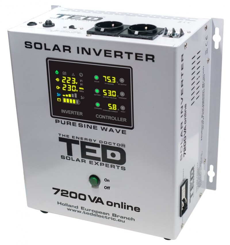Invertor solar de la 48V la 230V 7200VA / 5000W Unda Sinusoidala TED Electric